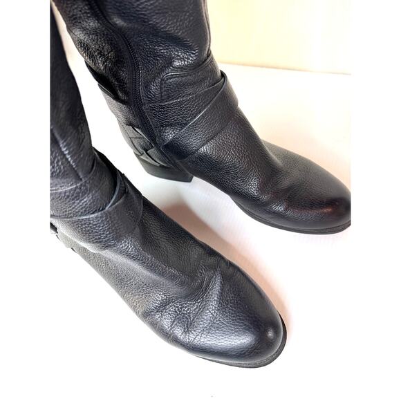 NINE WEST Payson Knee High Boots Womens 7.5 Leather Riding Equestrian Biker Moto - Picture 7 of 16